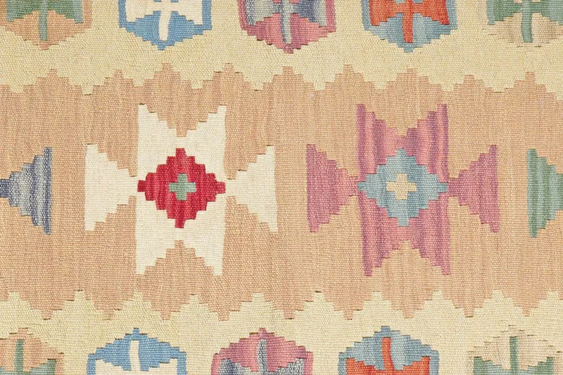 Kelim Gashgai · Handgewebt – Beige, 297x86 cm