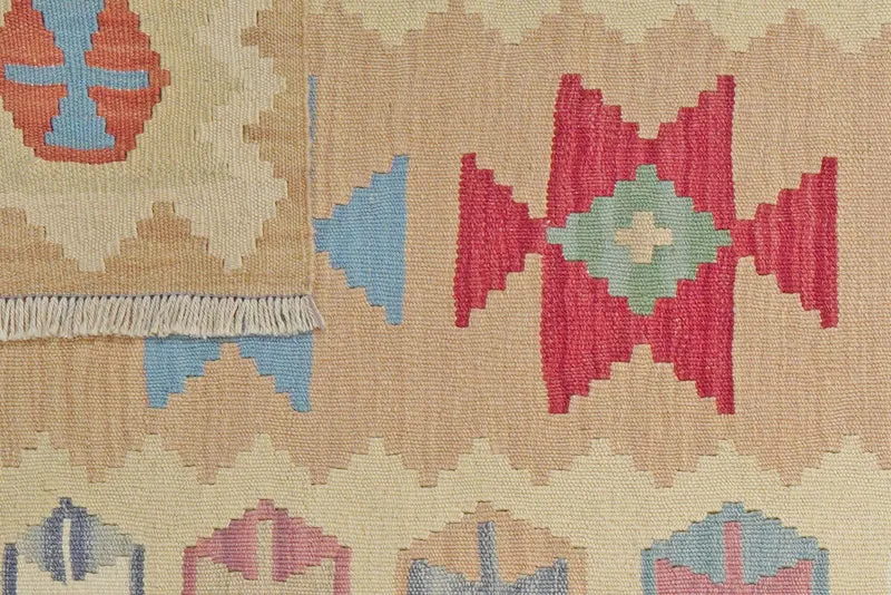 Kelim Gashgai · Handgewebt – Beige, 297x86 cm