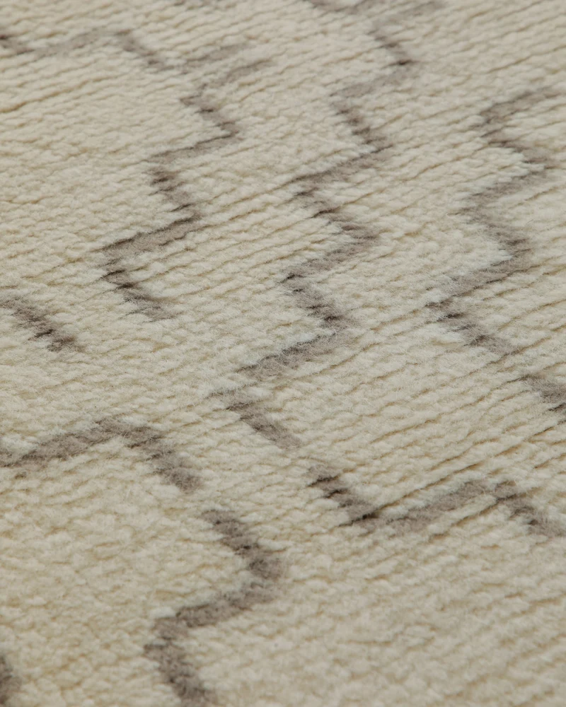 Summer Hochflor Handknüpfteppich Wolle naturweiß 160x230 cm