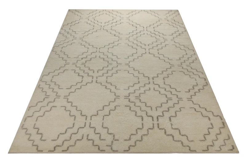 Summer Hochflor Handknüpfteppich Wolle naturweiß 160x230 cm