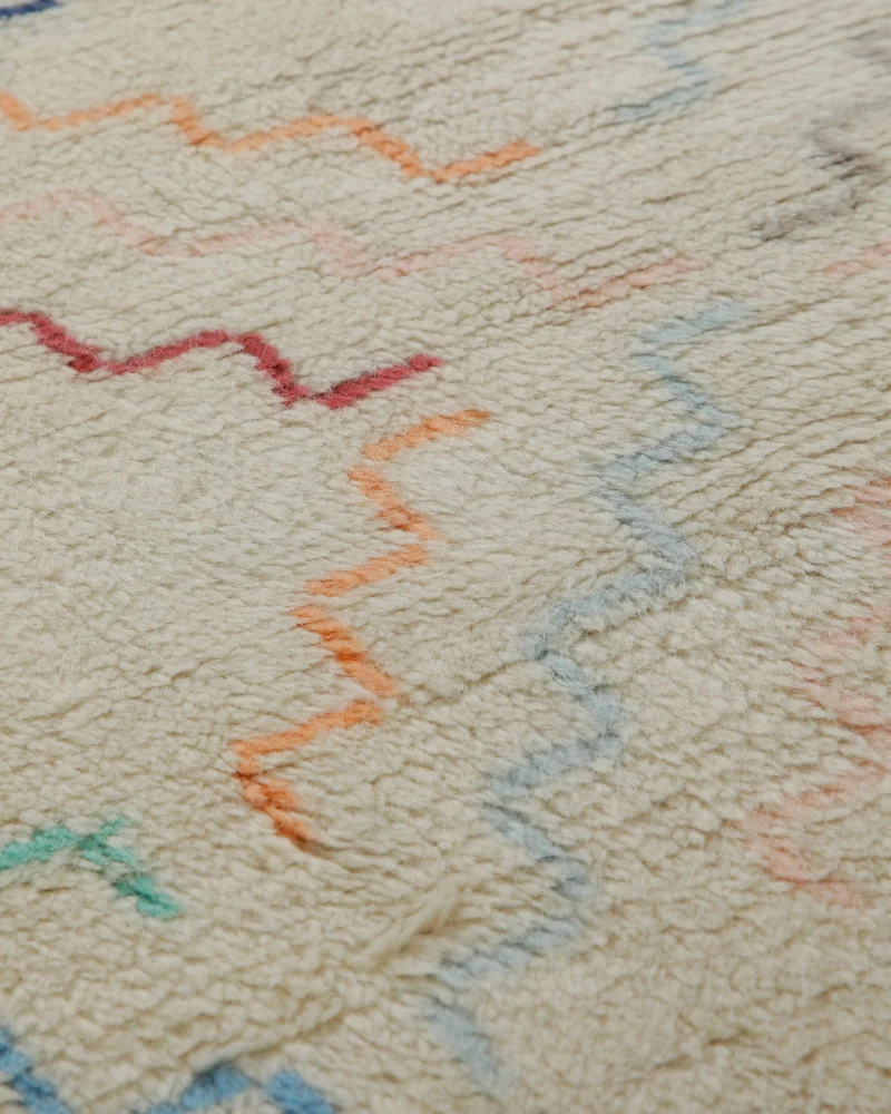 Summer Hochflor Handknüpfteppich Wolle creme bunt 160x230 cm