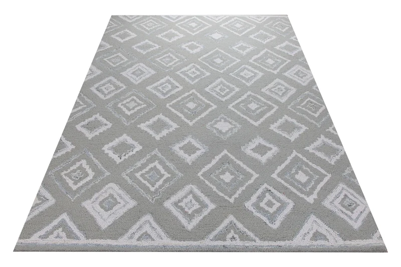 Berber-Raute in Salbei - Handtuft Wolle 160 x 230 cm