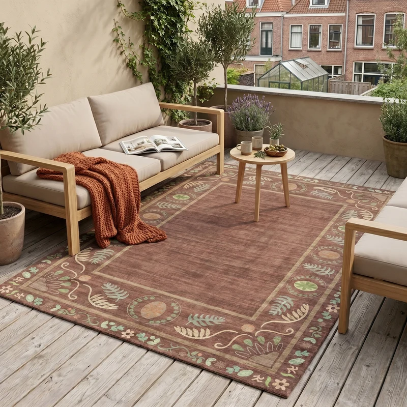 Outdoor-Teppich - Maui Border Braun
