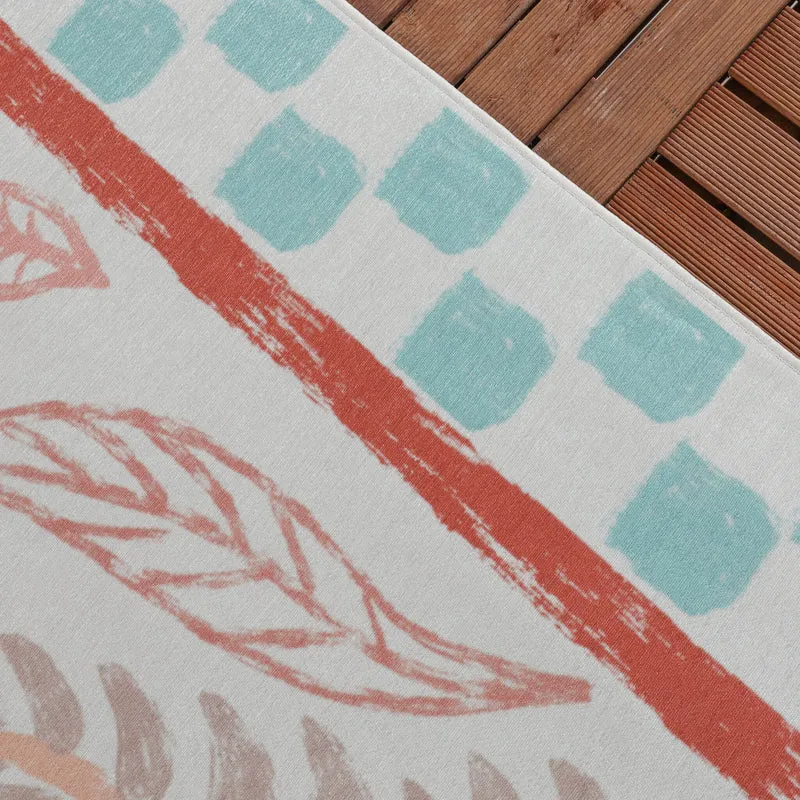 Outdoor-Teppich - Oasis Leaves Blau/Rot