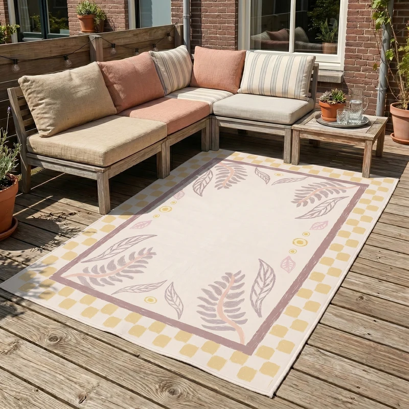 Outdoor-Teppich - Oasis Leaves Gelb/Lila