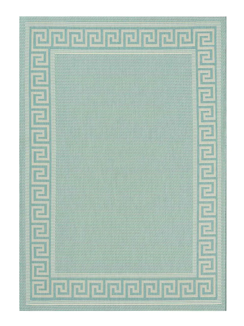 In- und Outdoor Teppiche Flachgewebe Balkon Küche Bordüre Look In Blau & Turkis