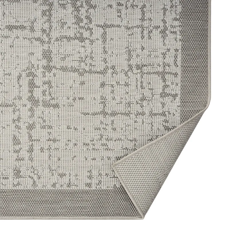 Teppich In- und Outdoor Flachgewebe Terrasse Balkon Wintergarten Robust Abstrakt Grau Anthrazit Braun