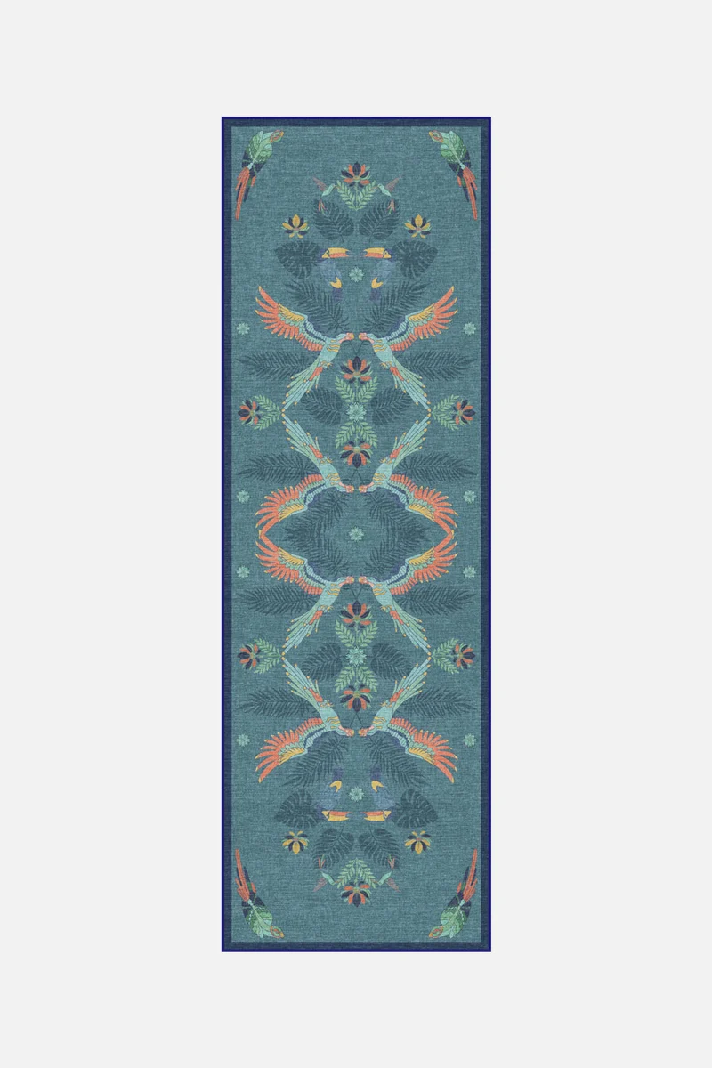 Tropenvögel Blau Teppich