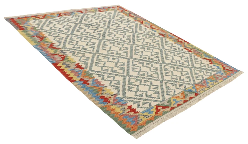 MY-RUG Teppich "Kelim" Rauten-& Diamantmuster, Handgewebt