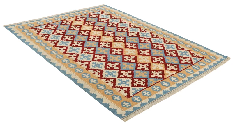 MY-RUG Teppich "Kelim" Rauten-& Diamantmuster, Handgewebt