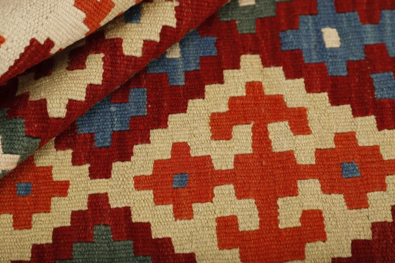 MY-RUG Teppich "Kelim" Rauten-& Diamantmuster, Handgewebt