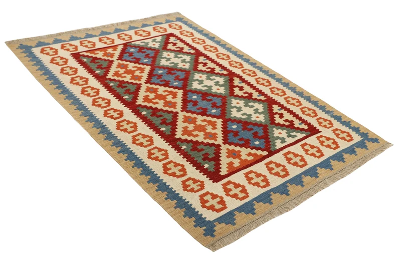 MY-RUG Teppich "Kelim" Rauten-& Diamantmuster, Handgewebt