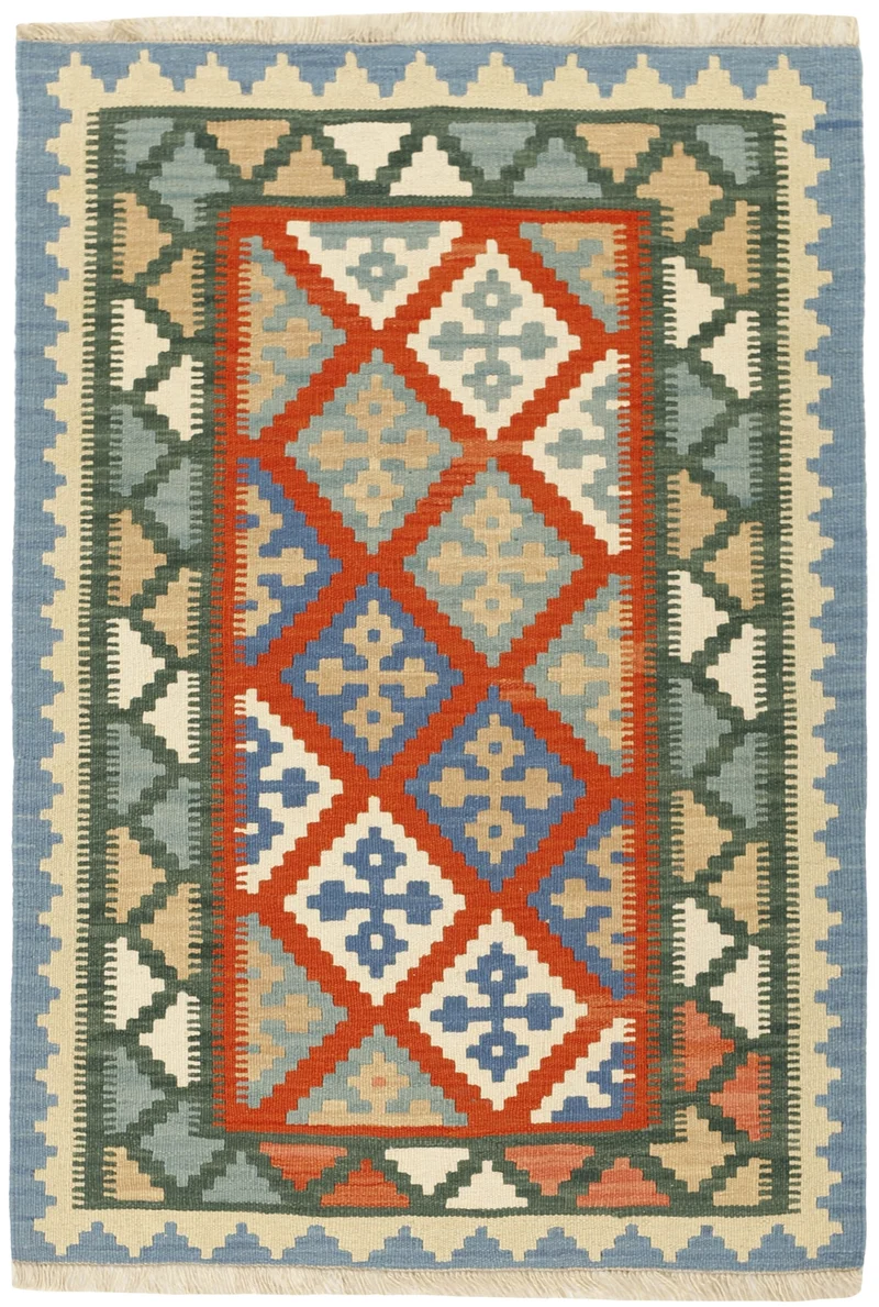 MY-RUG Teppich "Kelim" Rauten-& Diamantmuster, Handgewebt