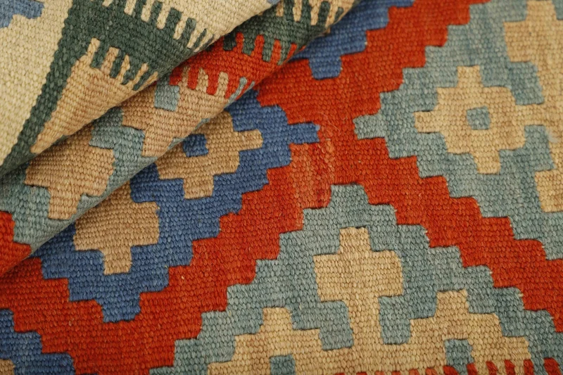 MY-RUG Teppich "Kelim" Rauten-& Diamantmuster, Handgewebt