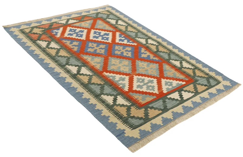 MY-RUG Teppich "Kelim" Rauten-& Diamantmuster, Handgewebt