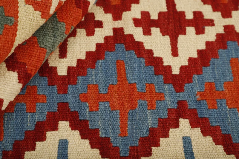 MY-RUG Teppich "Kelim" Rauten-& Diamantmuster, Handgewebt