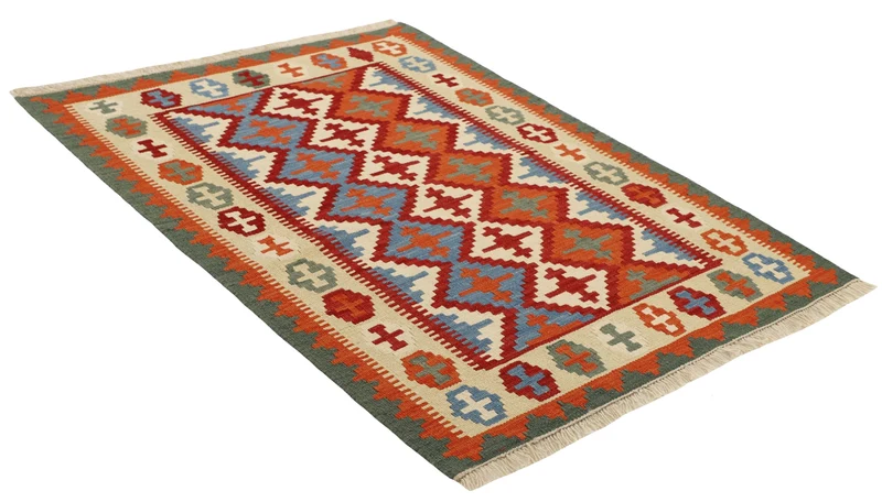 MY-RUG Teppich "Kelim" Rauten-& Diamantmuster, Handgewebt