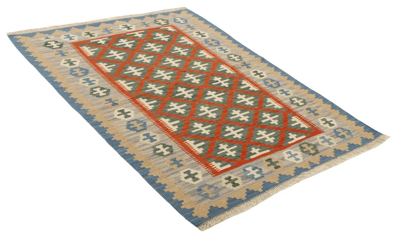 MY-RUG Teppich "Kelim" Rauten-& Diamantmuster, Handgewebt