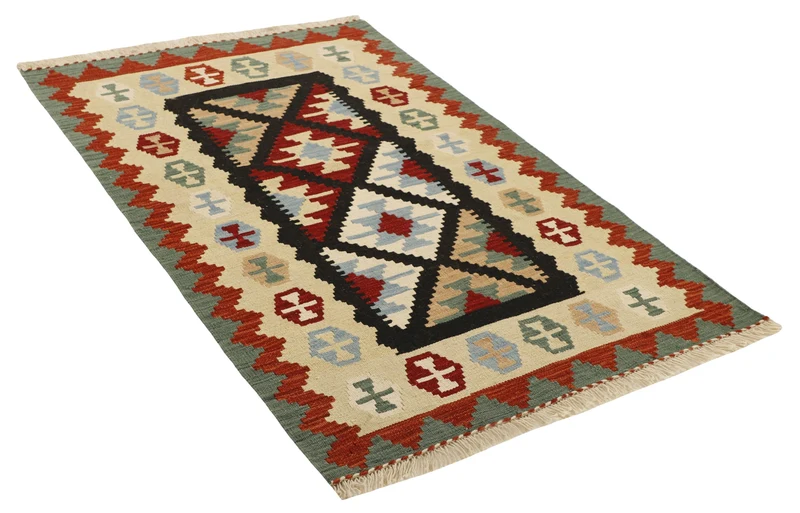 MY-RUG Teppich "Kelim" Rauten-& Diamantmuster, Handgewebt