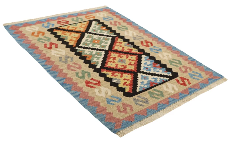 MY-RUG Teppich "Kelim" Rauten-& Diamantmuster, Handgewebt