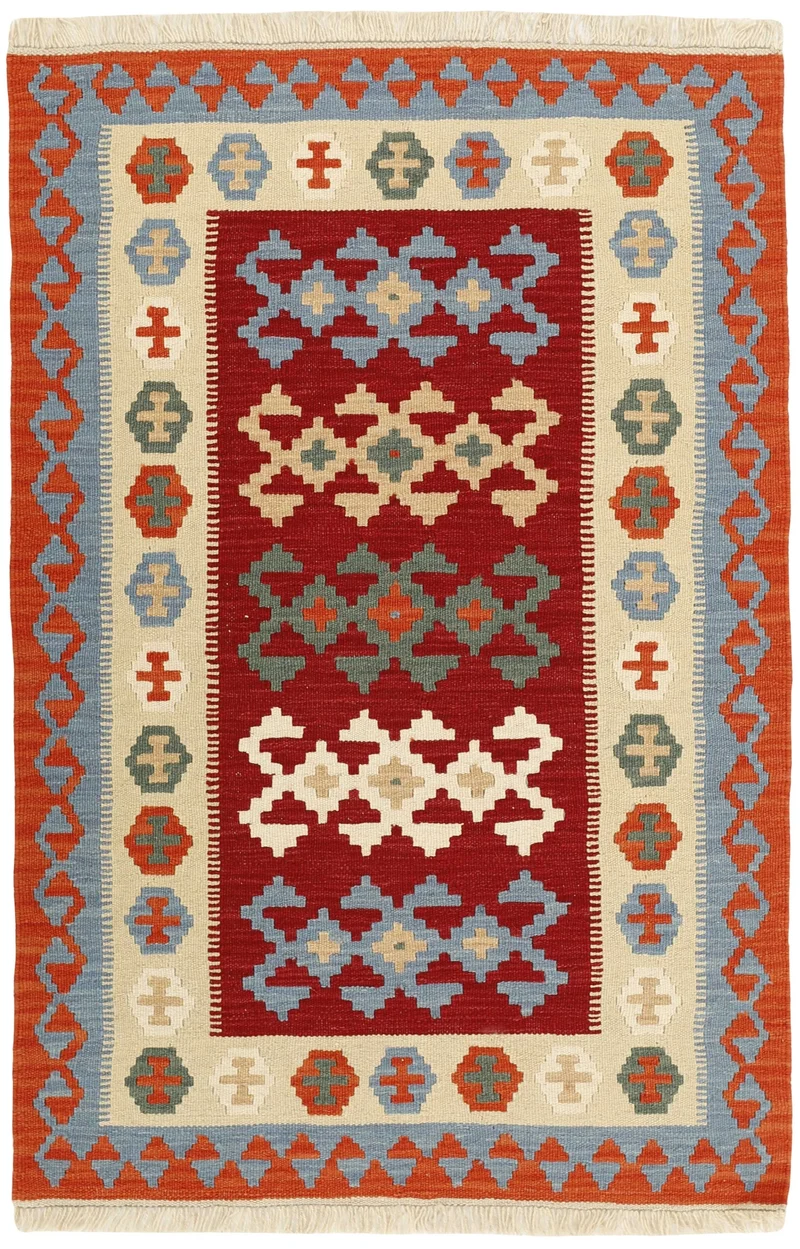 MY-RUG Teppich "Kelim" Rauten-& Diamantmuster, Handgewebt