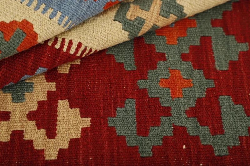 MY-RUG Teppich "Kelim" Rauten-& Diamantmuster, Handgewebt