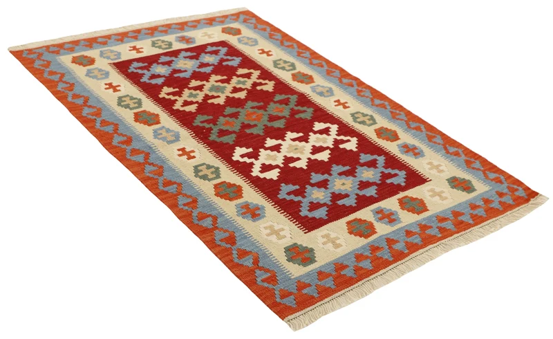 MY-RUG Teppich "Kelim" Rauten-& Diamantmuster, Handgewebt