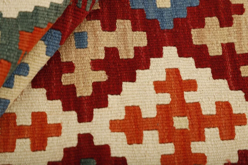 MY-RUG Teppich "Kelim" Rauten-& Diamantmuster, Handgewebt
