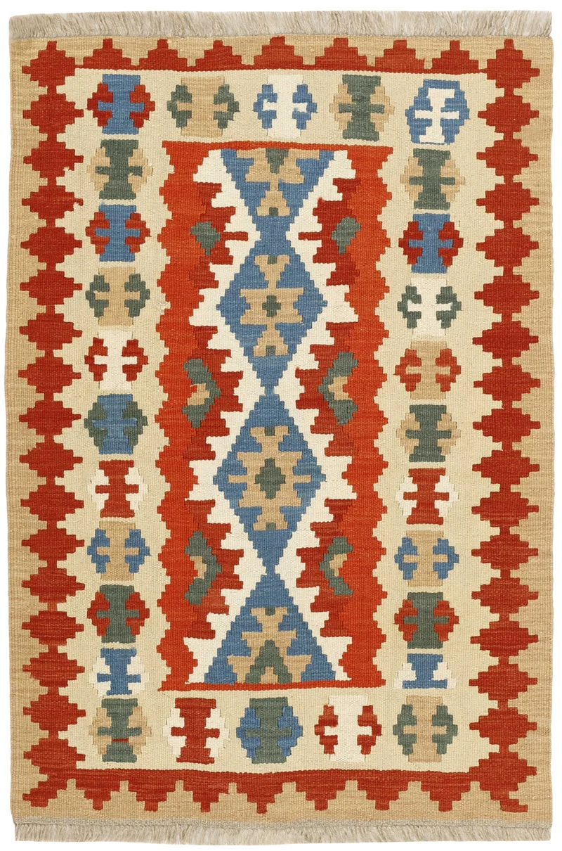 MY-RUG Teppich "Kelim" Rauten-& Diamantmuster, Handgewebt