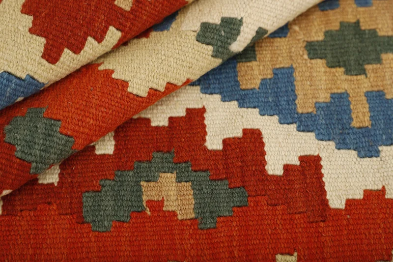 MY-RUG Teppich "Kelim" Rauten-& Diamantmuster, Handgewebt
