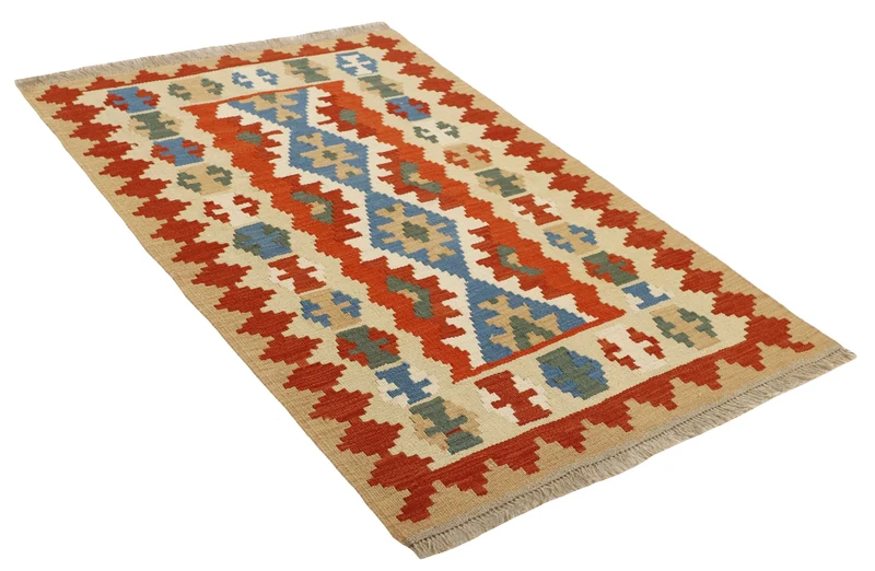 MY-RUG Teppich "Kelim" Rauten-& Diamantmuster, Handgewebt
