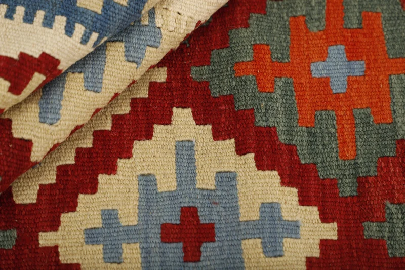 MY-RUG Teppich "Kelim" Rauten-& Diamantmuster, Handgewebt