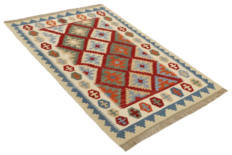 MY-RUG Teppich "Kelim" Rauten-& Diamantmuster, Handgewebt