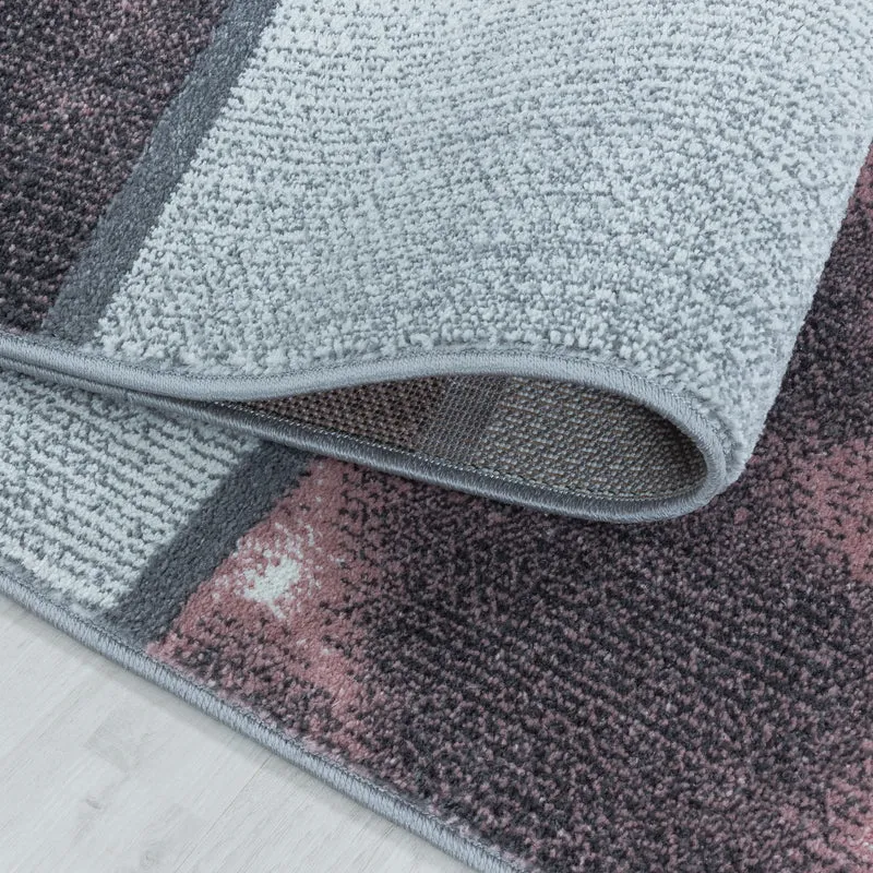 Modern Designer Wohnzimmer Teppich Weicher Kurzflor Kariert Design Robust