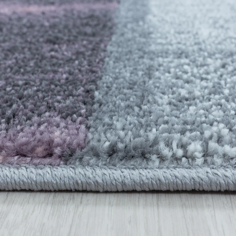 Modern Designer Wohnzimmer Teppich Weicher Kurzflor Kariert Design Robust