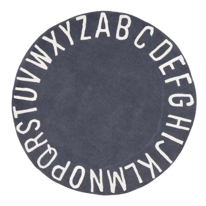 Kinderteppich Alphabet ABC rund
