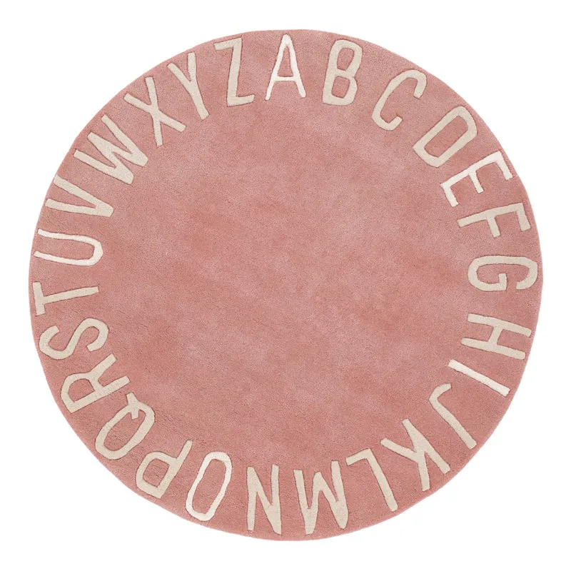Kinderteppich Alphabet ABC rund