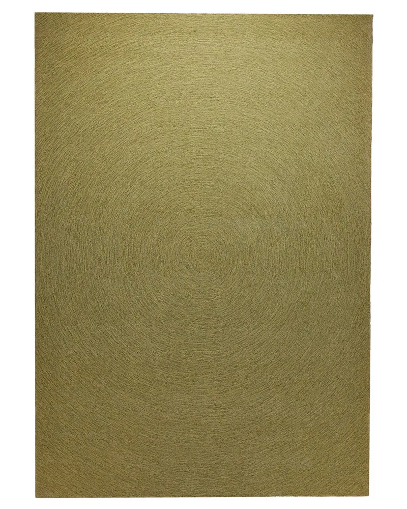 Kreiswirbel in Oliv - Handtuft Wolle 160 x 230 cm