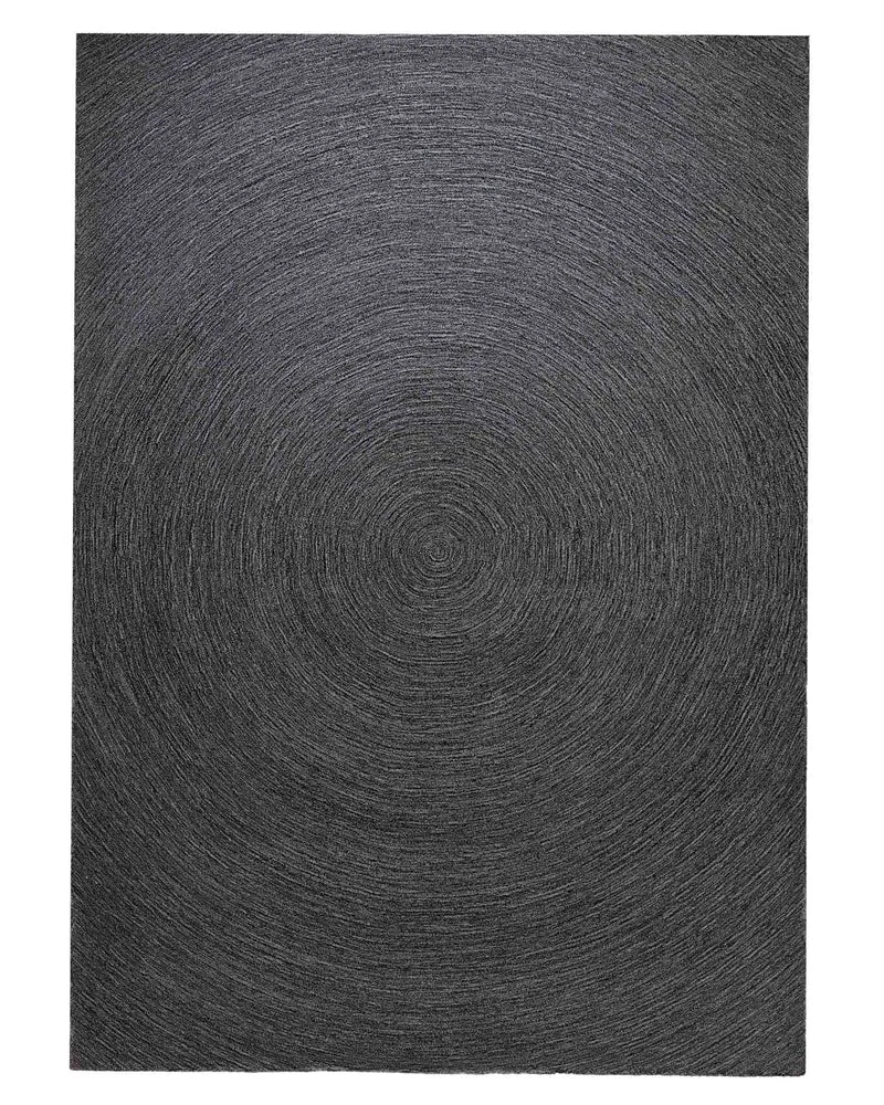 Kreiswirbel in Anthrazit - Handtuft Wolle 160 x 230 cm