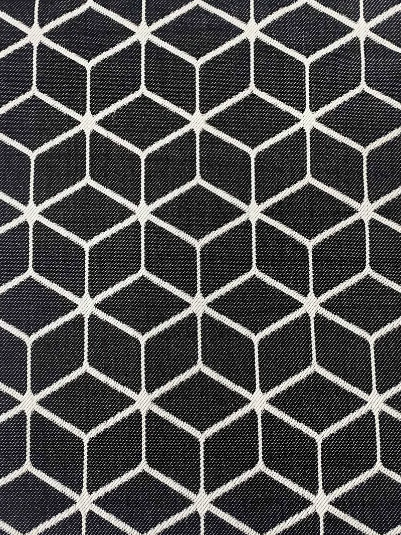 Teppich Rauten Muster In- und Outdoor Tauglich Robuster Flachgewebe 100% Polypropylen Schwarz