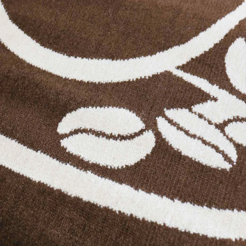 Küchenteppich Braun Trendiger Kaffee Teppich, Cappuccino Muster Tasse Kurzflor
