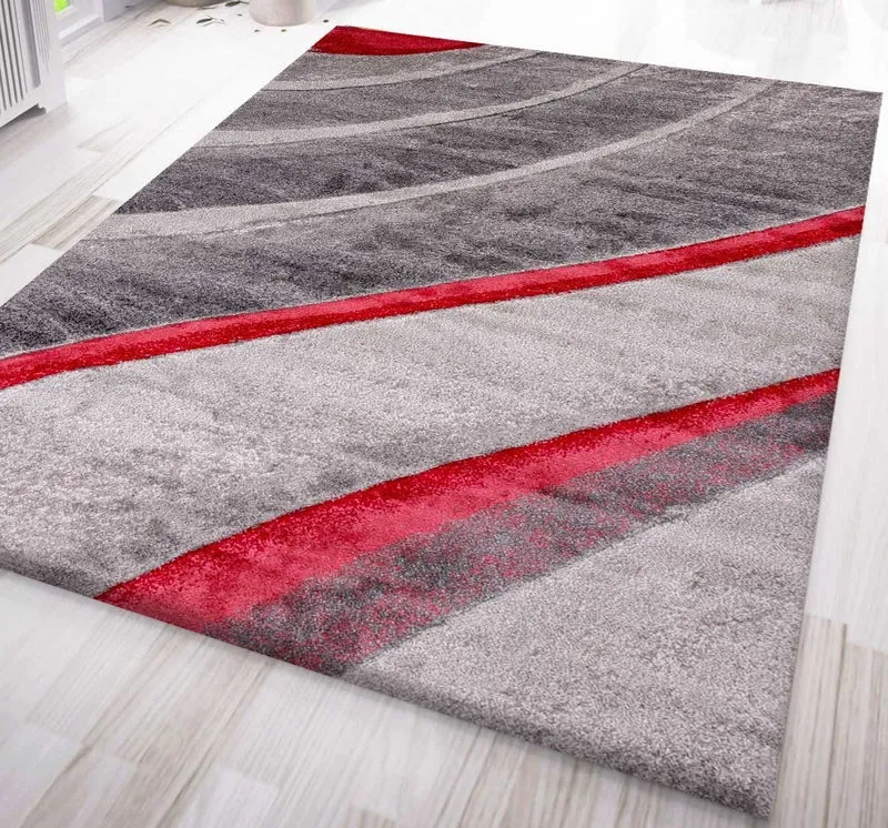 Designer Teppich Modern Abstrakt Wellen Optik Konturenschnitt versch. Farbvarianten