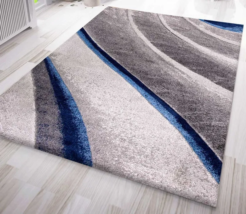 Designer Teppich Modern Abstrakt Wellen Optik Konturenschnitt versch. Farbvarianten
