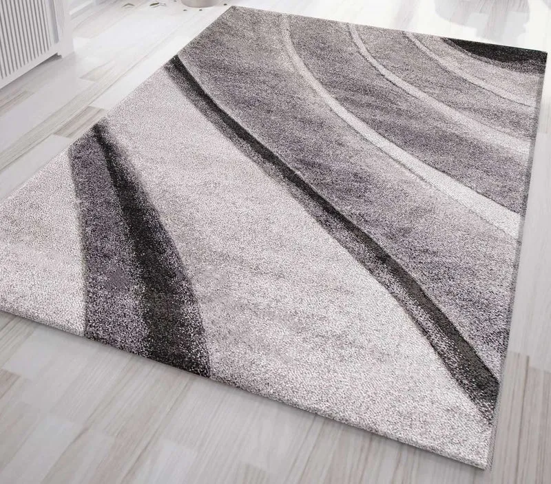 Designer Teppich Modern Abstrakt Wellen Optik Konturenschnitt versch. Farbvarianten