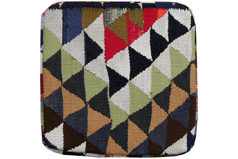 Kelim Pouf · Handgefertigt – Bunt, 55x55 cm