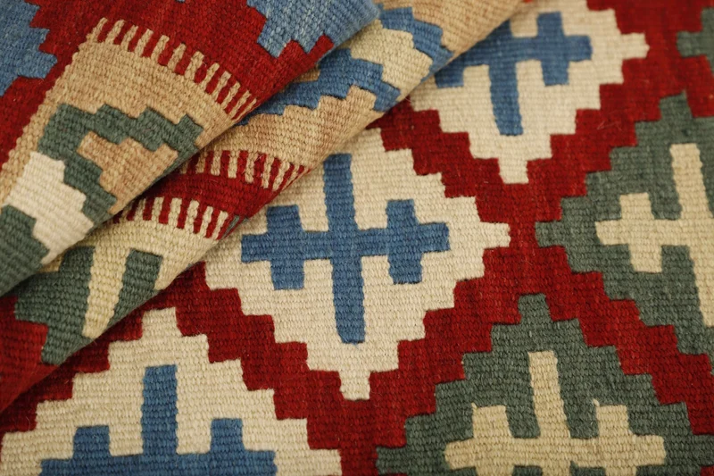 MY-RUG Teppich "Kelim" Rauten-& Diamantmuster, Handgewebt