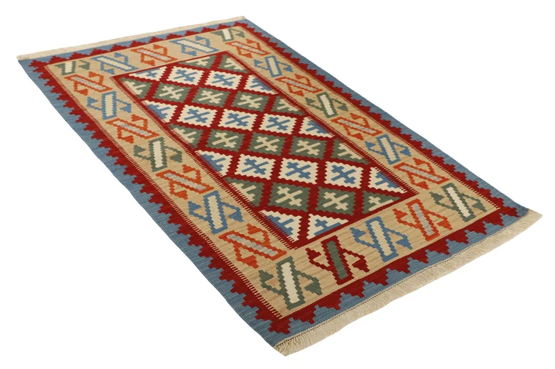 MY-RUG Teppich "Kelim" Rauten-& Diamantmuster, Handgewebt