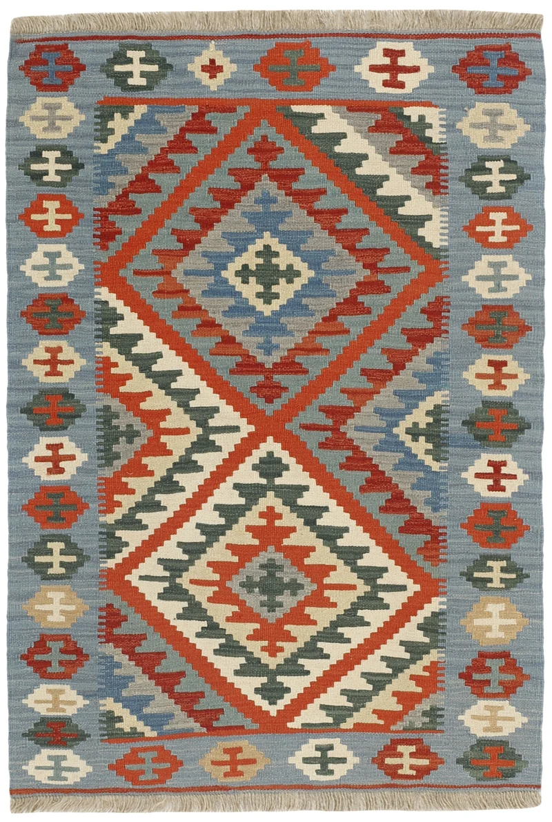 MY-RUG Teppich "Kelim" Rauten-& Diamantmuster, Handgewebt