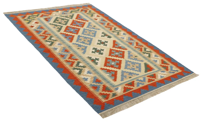 MY-RUG Teppich "Kelim" Rauten-& Diamantmuster, Handgewebt