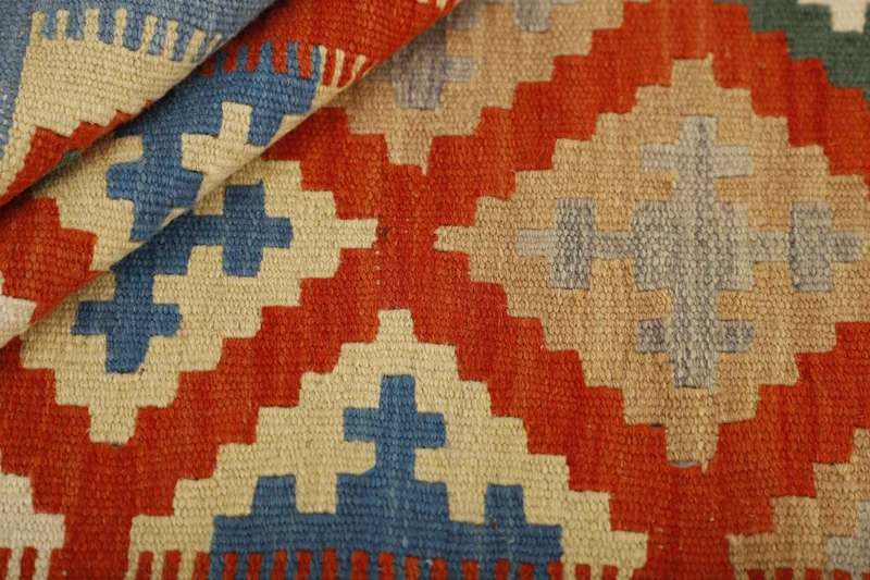 MY-RUG Teppich "Kelim" Rauten-& Diamantmuster, Handgewebt